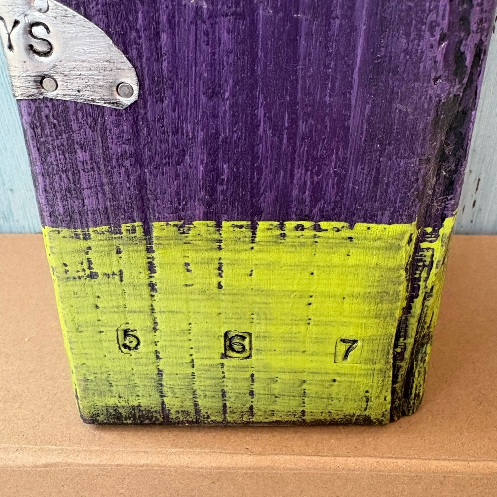 Artisan-Made Purple and Green Wood & Tin Decorative Candle Holder with Saying - Picture 10 of 16
